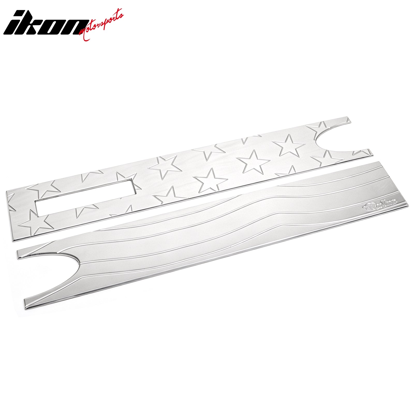 IKON MOTORSPORTS, Tail Gate Panel Applique Compatible with 2004-2008 Ford F150 Pickup, Billet Style Chrome Rear Panel Flame Decorative Garnish Trim Replacement, 2PCS