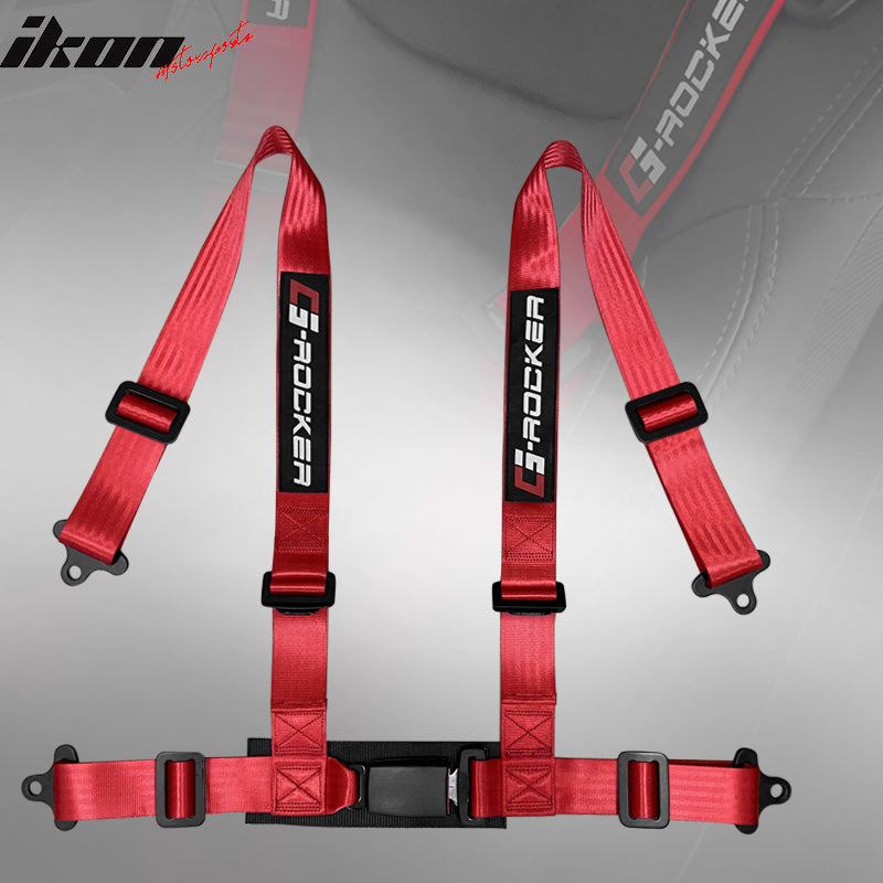 Universal 4 Point Buckle Red Racing Harness Racing Seat Belt Nylon