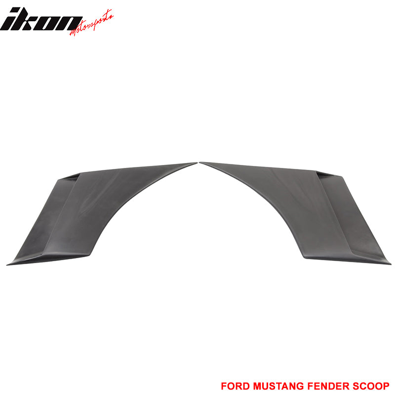 Scoops Compatible With 2005-2009 Ford Mustang, Fender Scoop Wheel Cover Protector Vent Trim Unpainted Black- PU Polyurethane by IKON MOTORSPORTS,  2006 2007 2008