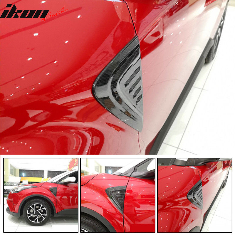Side Scoops Compatible With 2017-2018 Toyota C-HR, MD Front Side Scoops Carbon Fiber Print By IKON MOTORSPORTS