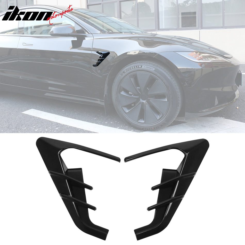 2024 Tesla Model 3 V1 Style Gloss Black Side Camera Flank Cover Trim