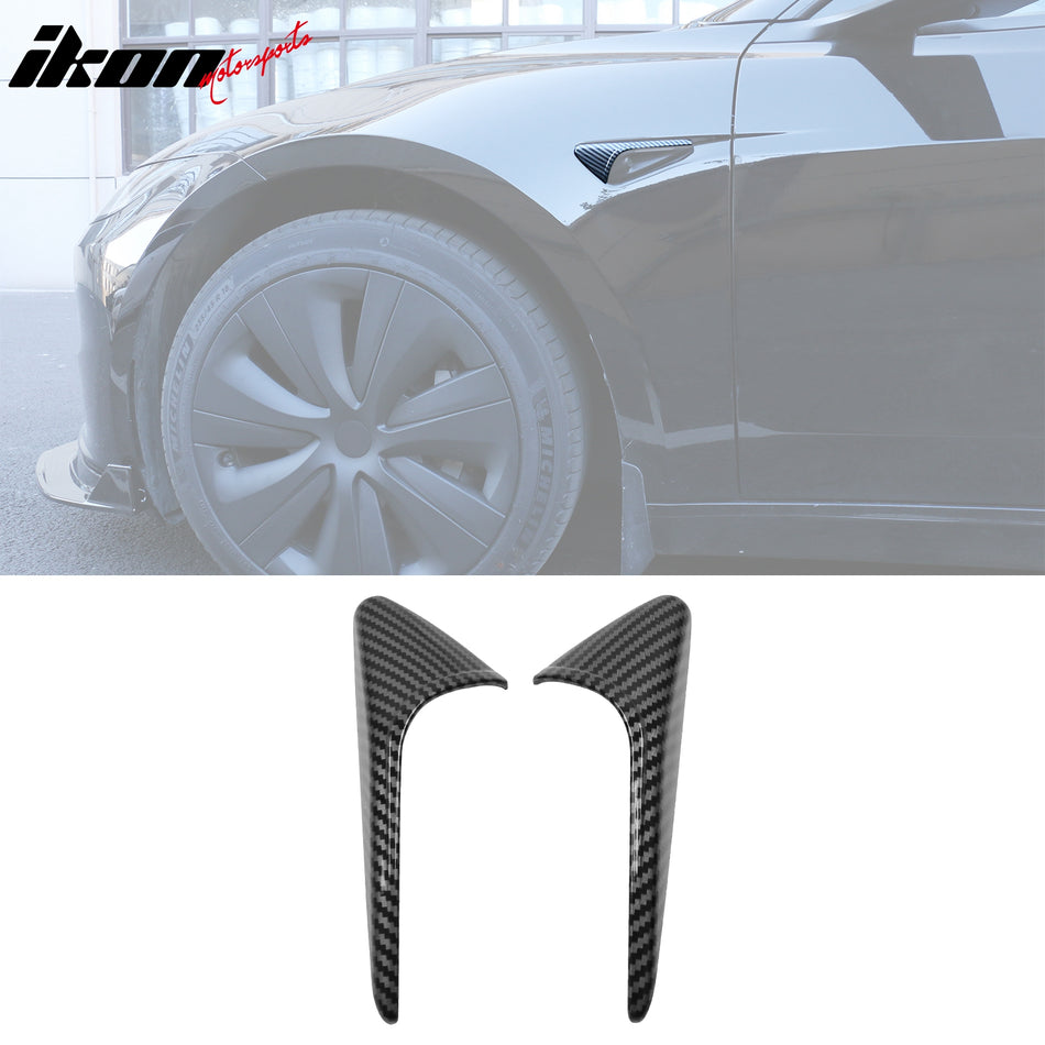 2024 Tesla Model 3 V2 Style Carbon Fiber Print Camera Flank Cover Trim