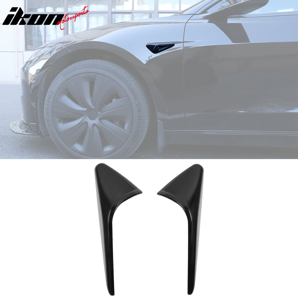 2024 Tesla Model 3 V2 Style Gloss Black Side Camera Flank Cover Trim