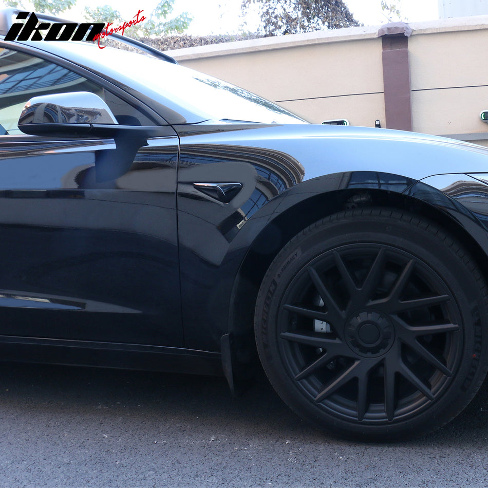 Fit 2024-2025 Tesla Model 3 Highland Camera Flanks Cover Trim Gloss Black