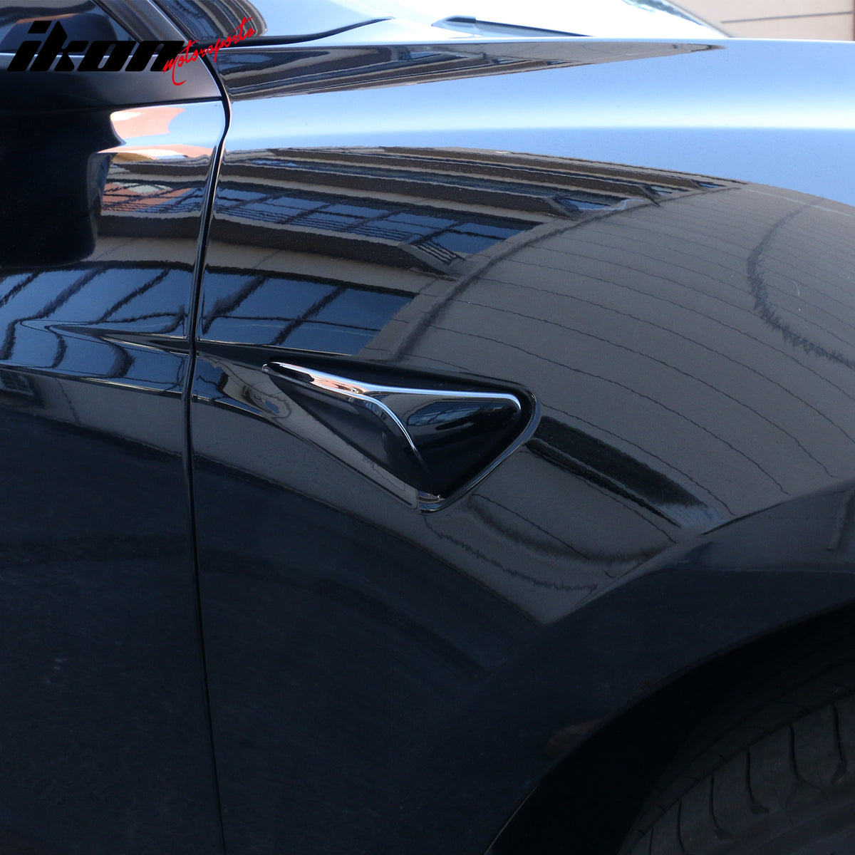 Fits 24-26 Tesla Model 3 & 26 Y Gloss Black Side Fender Camera Flank Cover Trim