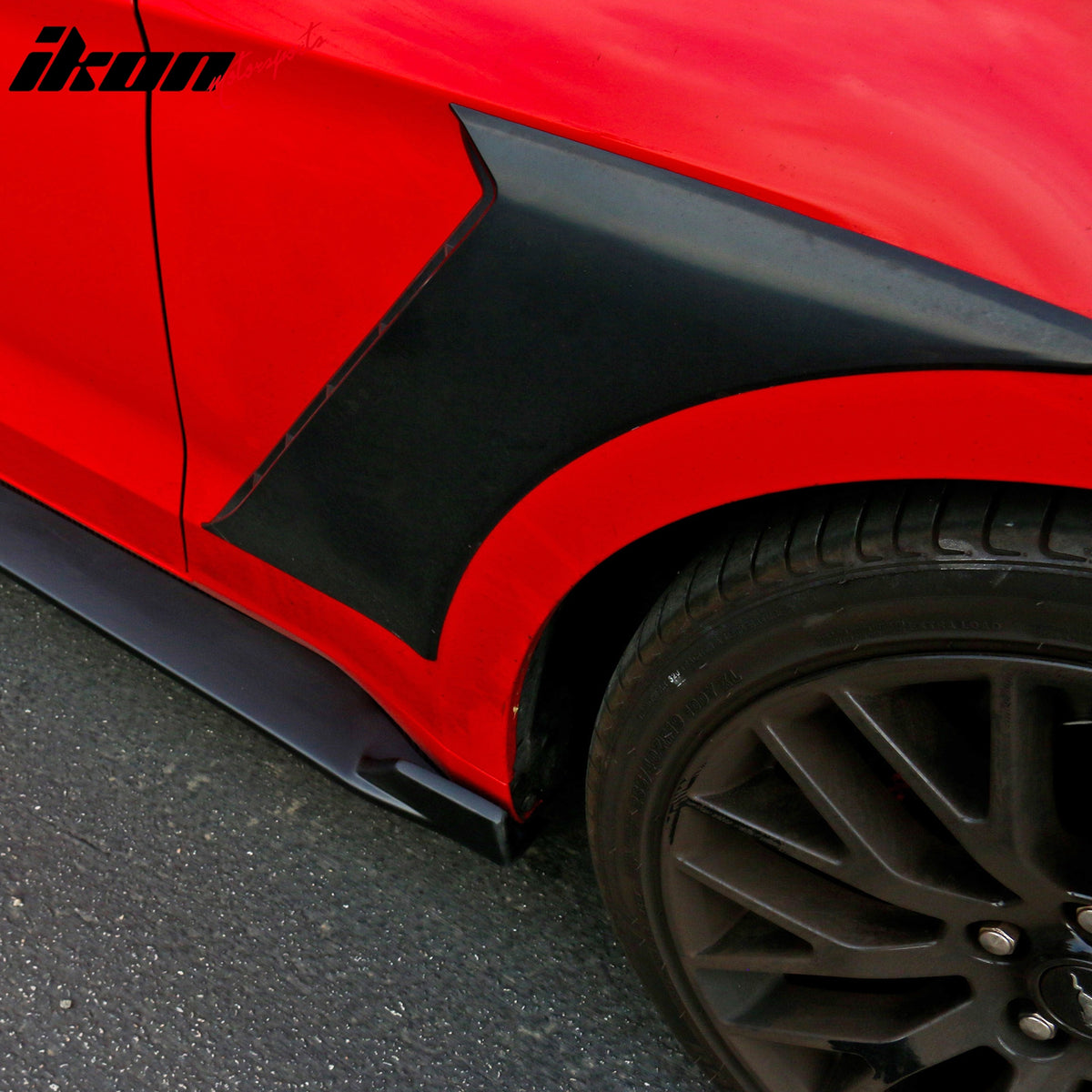 Fits 15-23 Ford Mustang GT350 Style Side Fender Trim Gloss Black Vent ABS 2PCS