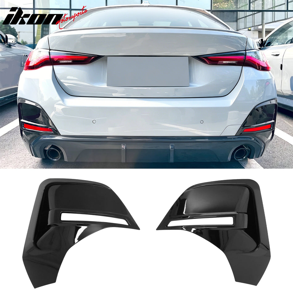 2020-2026 BMW G26 4 Series Gran Coupe M Sport Gloss Black Rear Bumper Air Vent ABS Pair