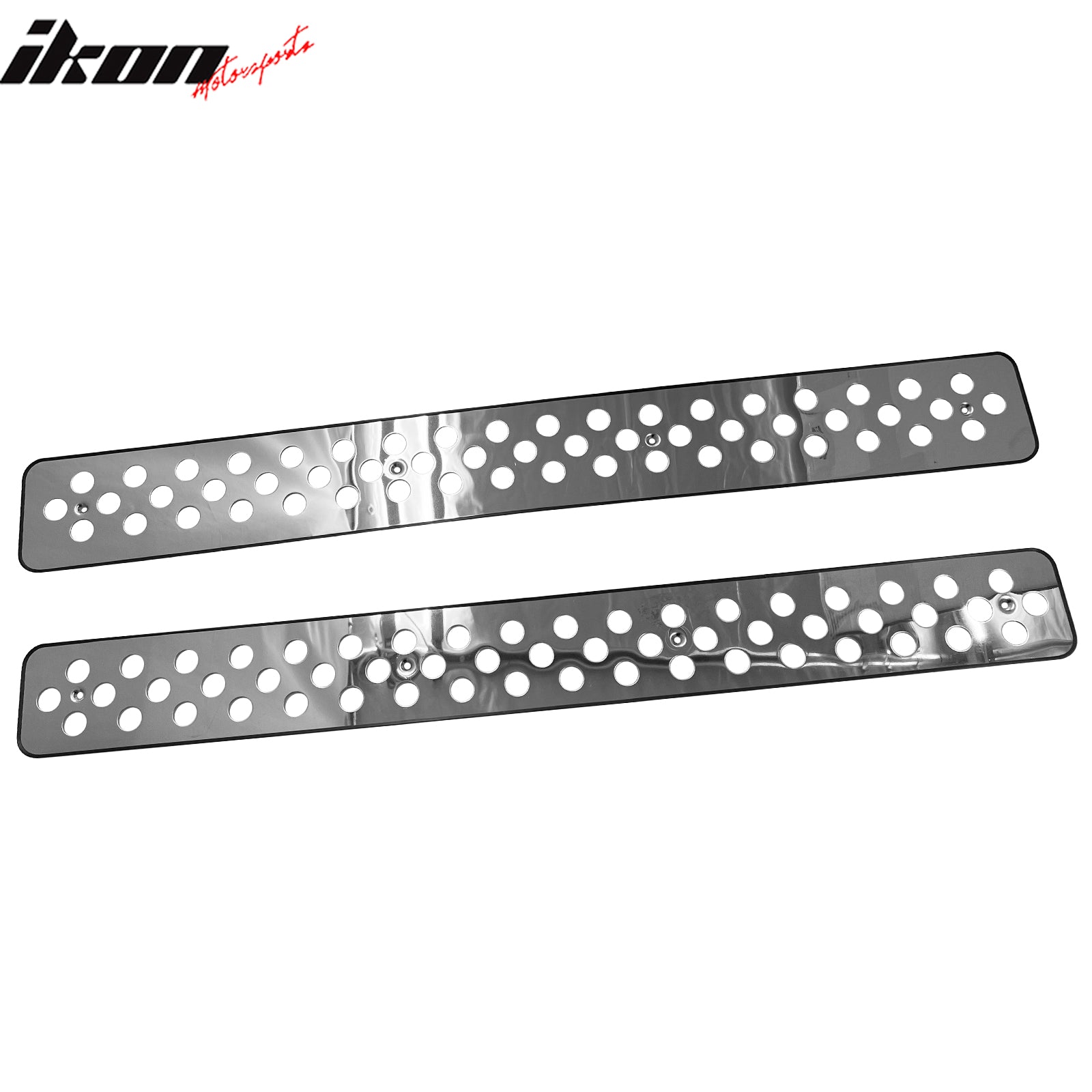 IKON MOTORSPORTS Front Upper Grille Insert, Compatible with 1994-1998 Chevy C10 & C/K Series & 1994-1999 Suburban/Tahoe, Punch Style Chrome Stainless Steel Replacement Front Bumper Grill, 2PCS