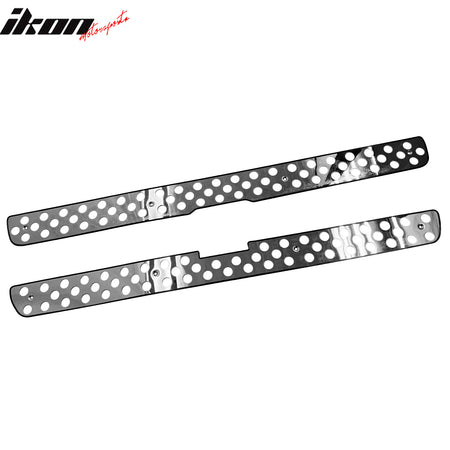 IKON MOTORSPORTS Front Upper Insert Grille, Compatible with 1999-2002 Chevrolet Silverado 1500/1500 HD/2500/2500 HD/3500, Punch Design Chrome Stainless Steel Replacement Front Bumper Hood Grill 2PCS
