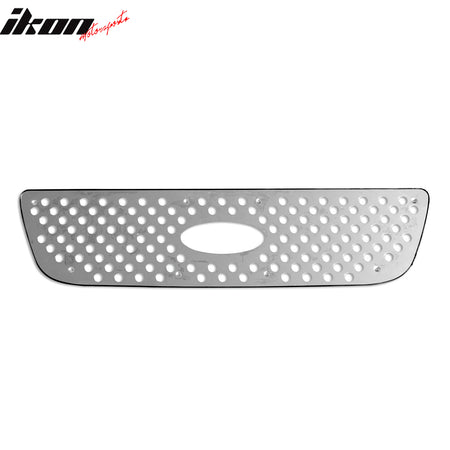 IKON MOTORSPORTS Front Bumper Grille, Compatible with 1999-2003 Ford F-150, Chrome Stainless Steel Replacement Front Bumper Grill Assembly, 1PC