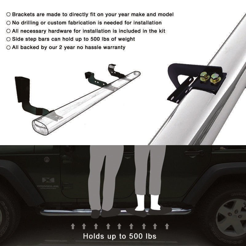 Fit 2007-2017 Toyota Tundra Running Boards Nerf Bars By Side Step Bars