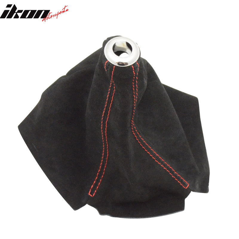 Black With Red Stitching Suede Short Shift Boot Cover MT Manual