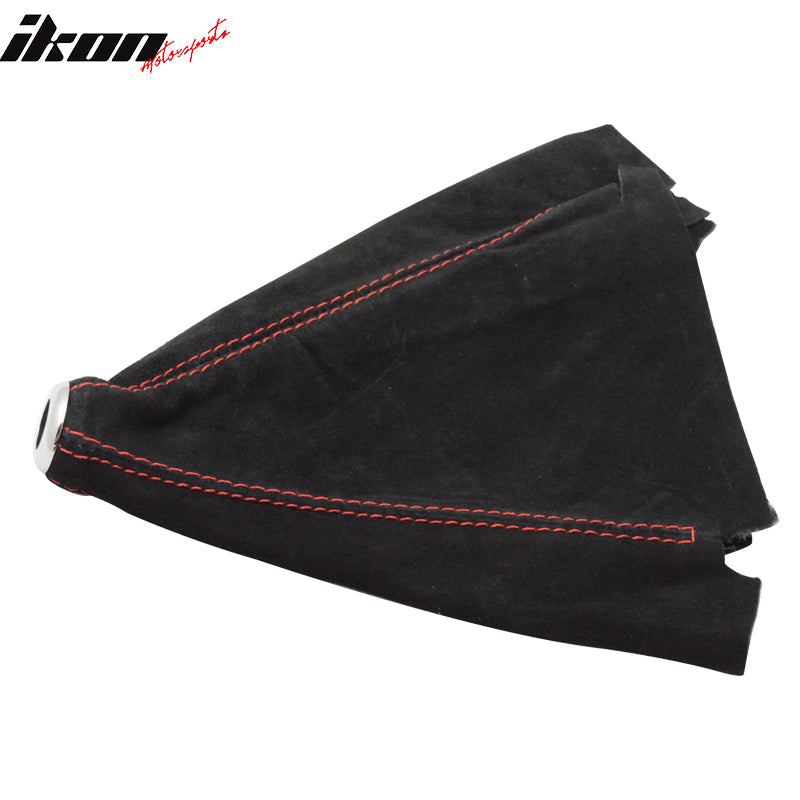 Black With Red Stitching Suede Short Shift Boot Cover MT Manual Transmission