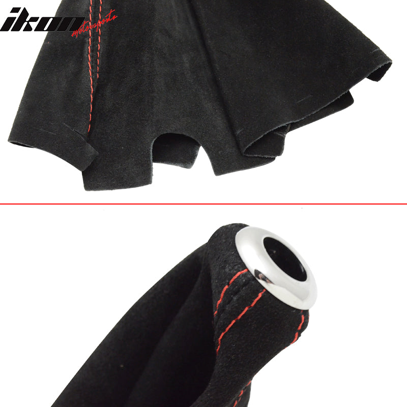 Black With Red Stitching Suede Short Shift Boot Cover MT Manual
