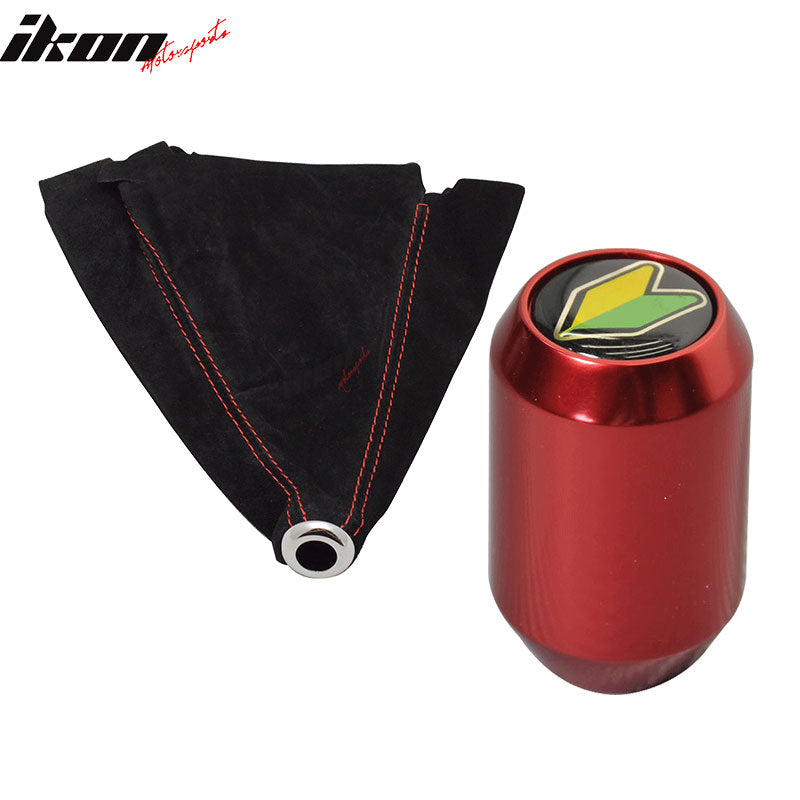 JDM style Red Stitch Shift Black Suede Boot Cover Red MT Shift Knob