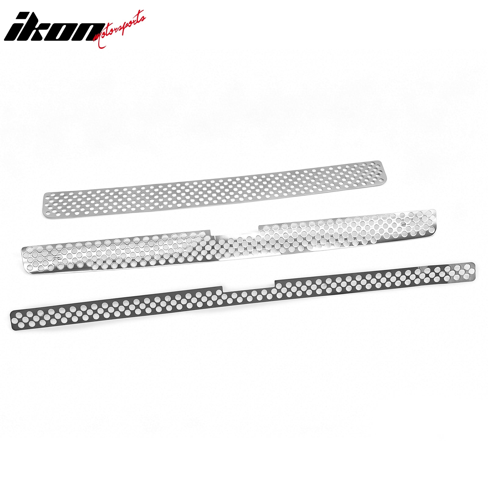 IKON MOTORSPORTS Front Upper Lower Grilles, Compatible with 2007-2013 Chevrolet Silverado 1500, Round Mesh Style Chrome Replacement Front Bumper Hood Grill 3PCS