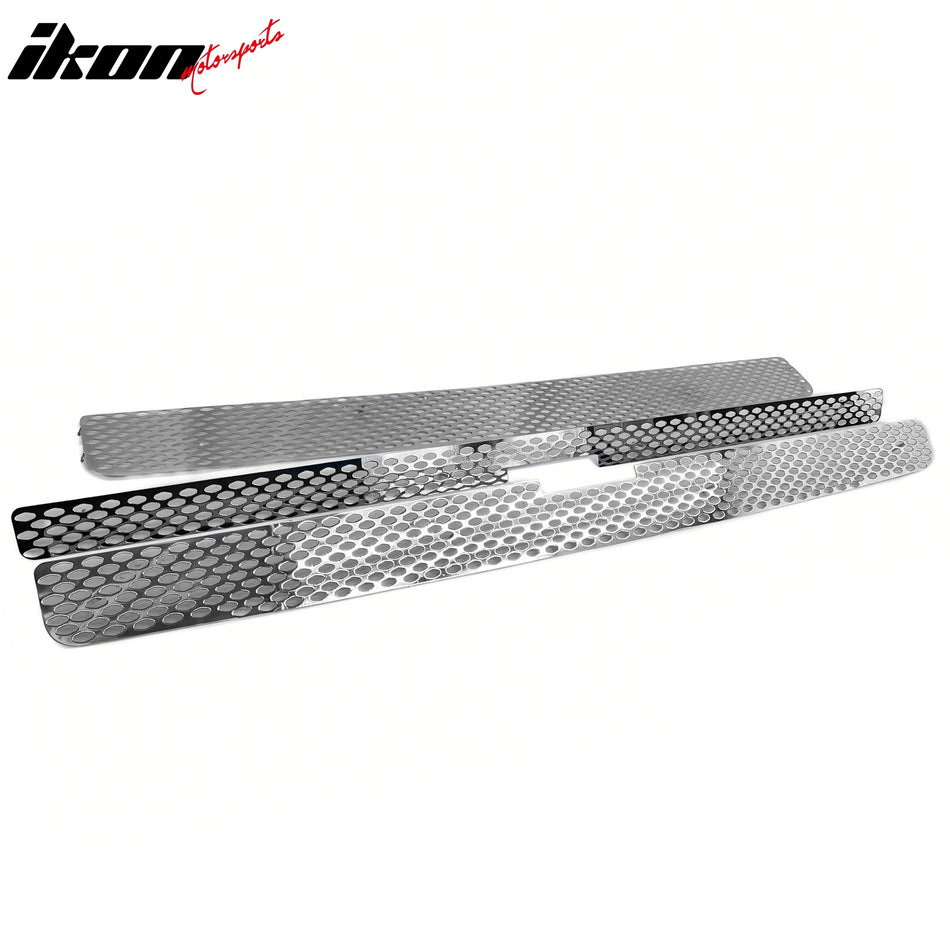 IKON MOTORSPORTS Front Upper + Lower Grille Insert, Compatible with 2007-2013 Chevrolet Silverado 1500, Mesh Style Chrome Replacement Front Bumper Hood Mesh Grill Grille Assembly, 3PCS