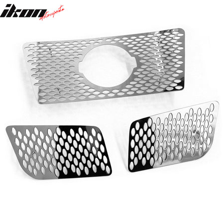 IKON MOTORSPORTS Front Upper Billet Grille Insert, Compatible with 2008-2015 Nissan Titan, Chrome Replacement Front Bumper Grill, 3PCS