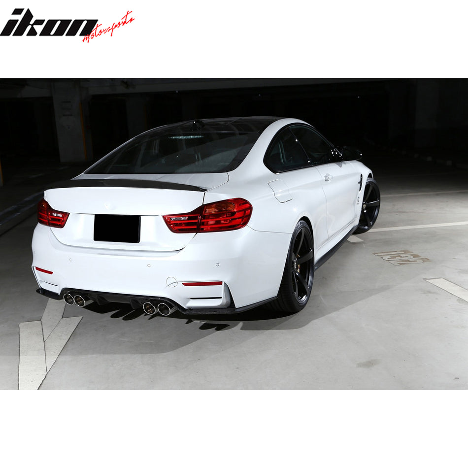 IKON MOTORSPORTS, Trunk Spoiler Compatible with 2015-2020 BMW F82 M4, 3D Style Black PU Polyurethane Rear Trunk Lid Spoiler Wing Lip