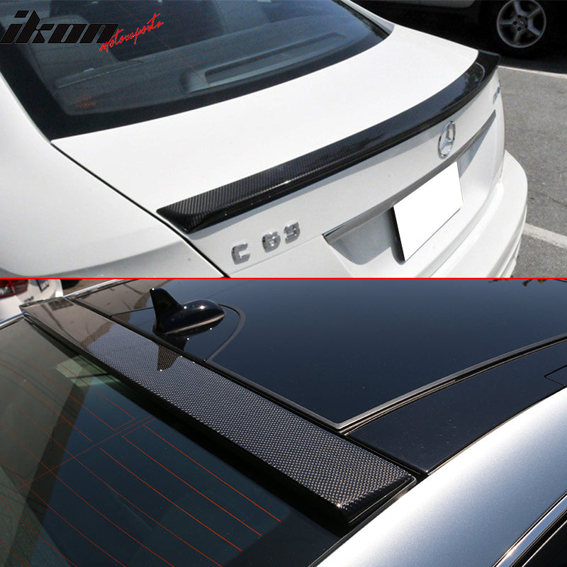 Trunk Spoiler Compatible With 2012-2015 MB Benz C-Class C204 2Dr, CF Factory Style Roof + A Type Tail Deck Lid Bodykit by IKON MOTORSPORTS, 2013 2014