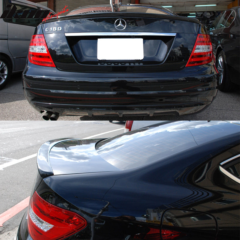 Trunk Spoiler Compatible With 2012-2015 MB Benz C-Class C204, Coupe A Style Rear Trunk Spoiler Wing Carbon Fiber CF by IKON MOTORSPORTS, 2013 2014