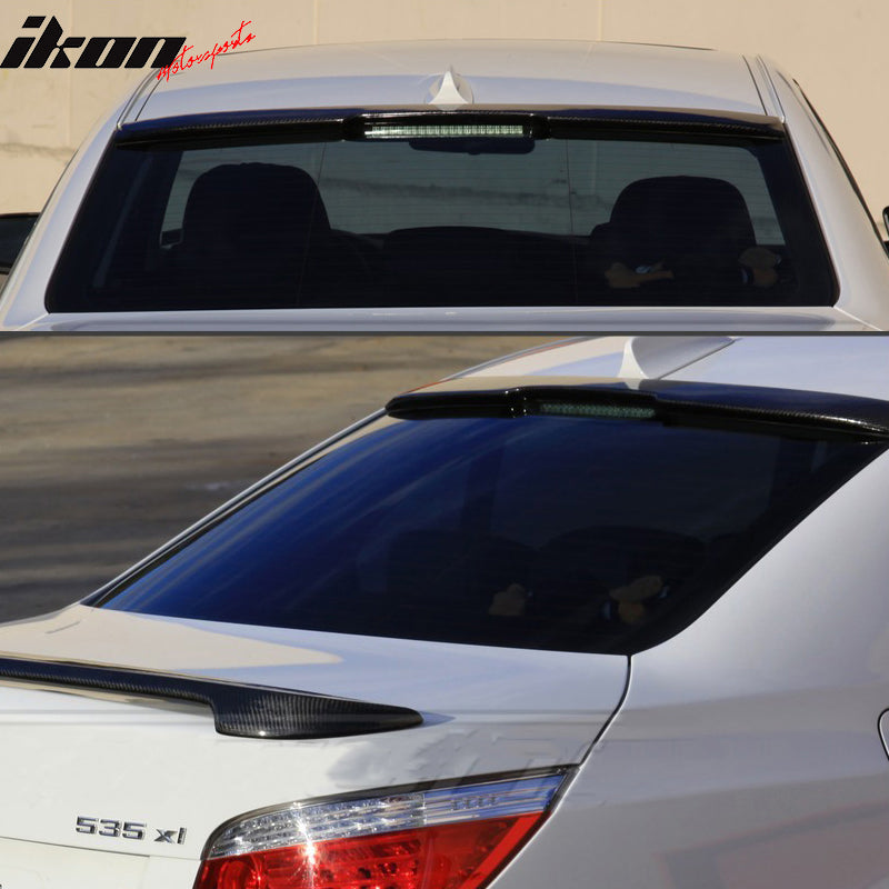 Rear Roof Spoiler Compatible With 2004-2010 BMW E60 5-Series, AMG Style Carbon Fiber(CF) Finisher Rear Tail lid Deck Boot Wing by IKON MOTORSPORTS, 2005 2006 2007 2008 2009