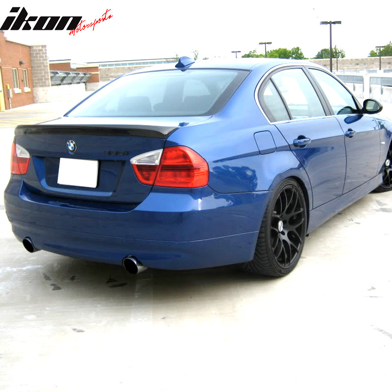 Trunk Spoiler Compatible With 2006-2011 BMW E90, 3-Series Sedan Mtech Msport Real Carbon Fiber Trunk Spoiler CF by IKON MOTORSPORTS, 2006 2007 2008 2009 2010