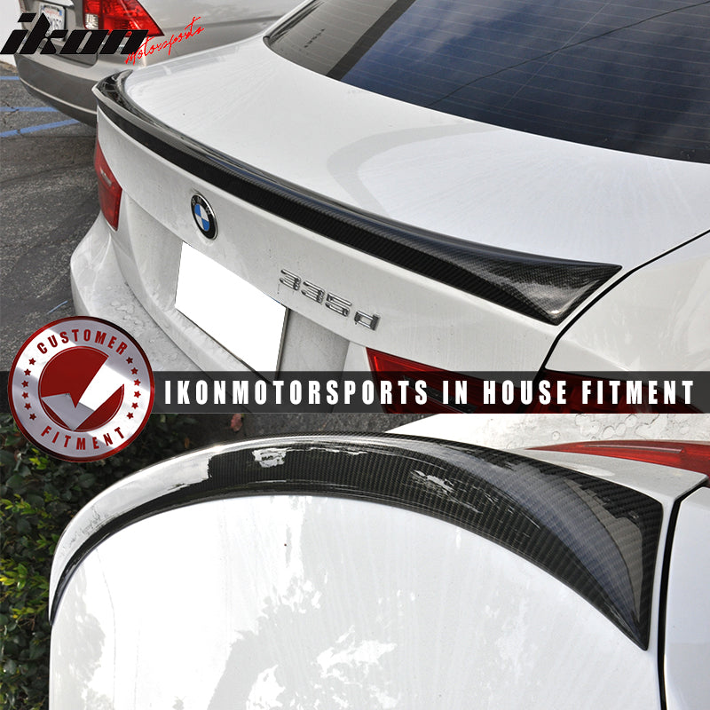 Trunk Spoiler Compatible With 2006-2011 BMW 3-Series E90, Trunk Boot Spoiler Wing Carbon Fiber 325i 328i Tail Deck Lid Bodykit by IKON MOTORSPORTS,  2006 2007 2008 2009 2010
