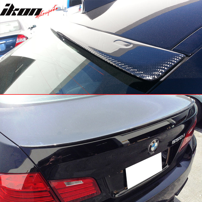 Compatible With 2011-2016 BMW F10 5-Series 4Dr Sedan CF A Style Roof + M5 Trunk Spoiler Wing