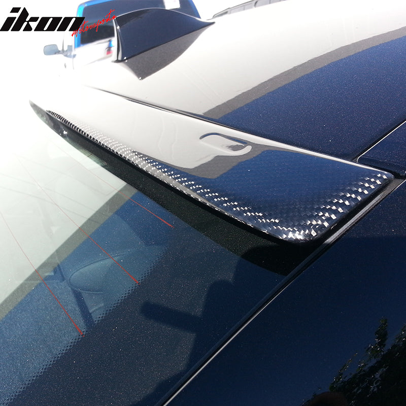Rear Roof Spoiler Compatible With 2011-2016 BMW 5-Series F10, A Style Carbon Fiber(CF) Finisher Rear Tail lid Deck Boot Wing by IKON MOTORSPORTS, 2012 2013 2014 2015