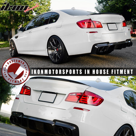 Trunk Spoiler Compatible With 2011-2016 BMW 5-Series F2010 Sedan, Performance Style Carbon Fiber(CF)Rear Deck Lip Wing by IKON MOTORSPORTS, 2012 2013 2014 2015
