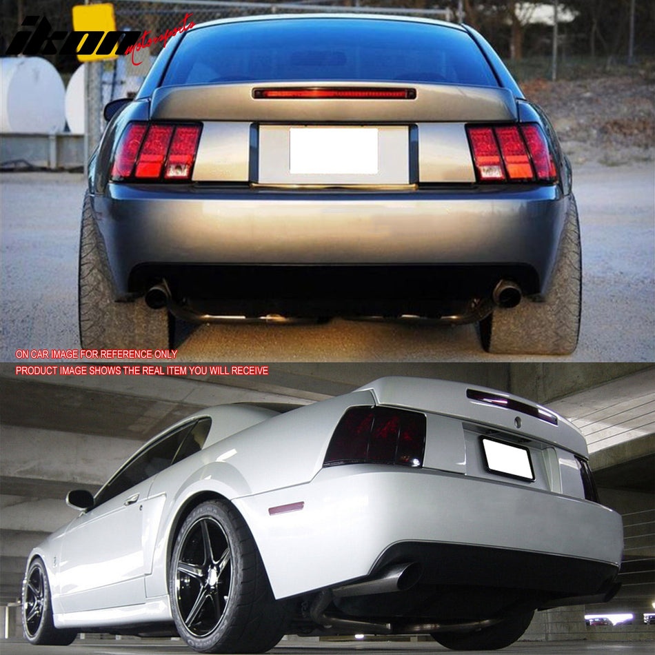 IKON MOTORSPORTS, Trunk Spoiler Compatible with 1999-2004 Ford Mustang, Cobra SVT Style Unpainted Black PU Polyurethane Plastic Rear Trunk Lid Spoiler Wing Lip