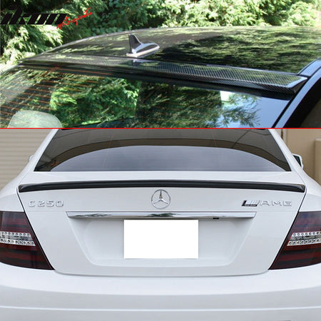 Compatible With 2008-2014 Mercedes Benz C-Class W204 4Dr CF Factory Style Roof + A Type Trunk Spoiler