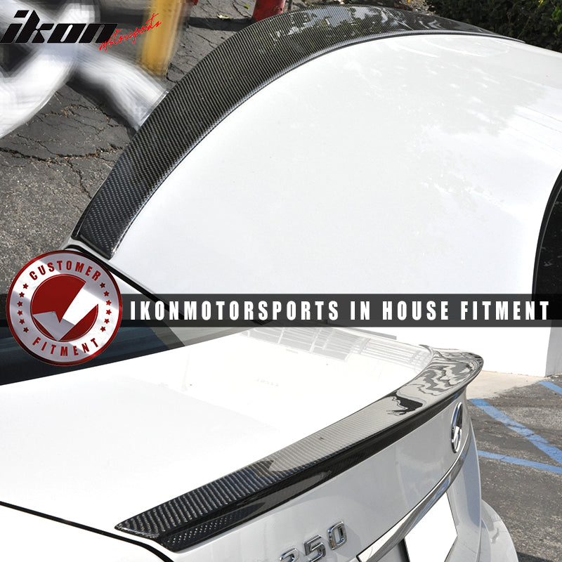Trunk Spoiler Compatible With 2008-2014 Mercedes Benz C-Class W204, D Style Carbon Fiber(CF) Finisher Rear Tail lid Deck Boot Wing by IKON MOTORSPORTS, 2009 2010 2011 2012 2013