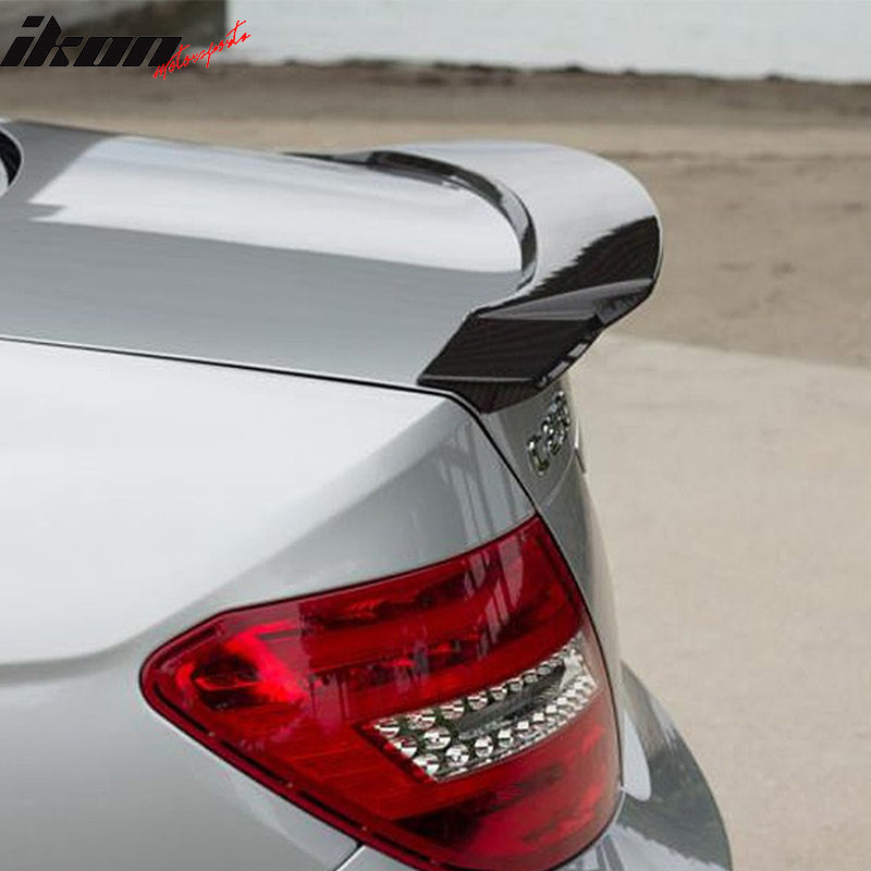 Trunk Spoiler Compatible With 2008-2014 Benz C-Class W204, V Style Carbon Fiber(CF) Finisher Rear Tail lid Deck Boot Wing by IKON MOTORSPORTS, 2009 2010 2011 2012 2013