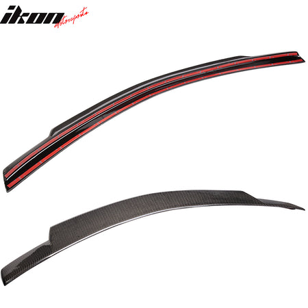 IKON MOTORSPORTS, Trunk Spoiler Compatible With 2008-2014 Mercedes Benz W204 C Class Sedan , Matte Carbon Fiber V Style Rear Spoiler Wing, 2009 2010 2011 2012 2013