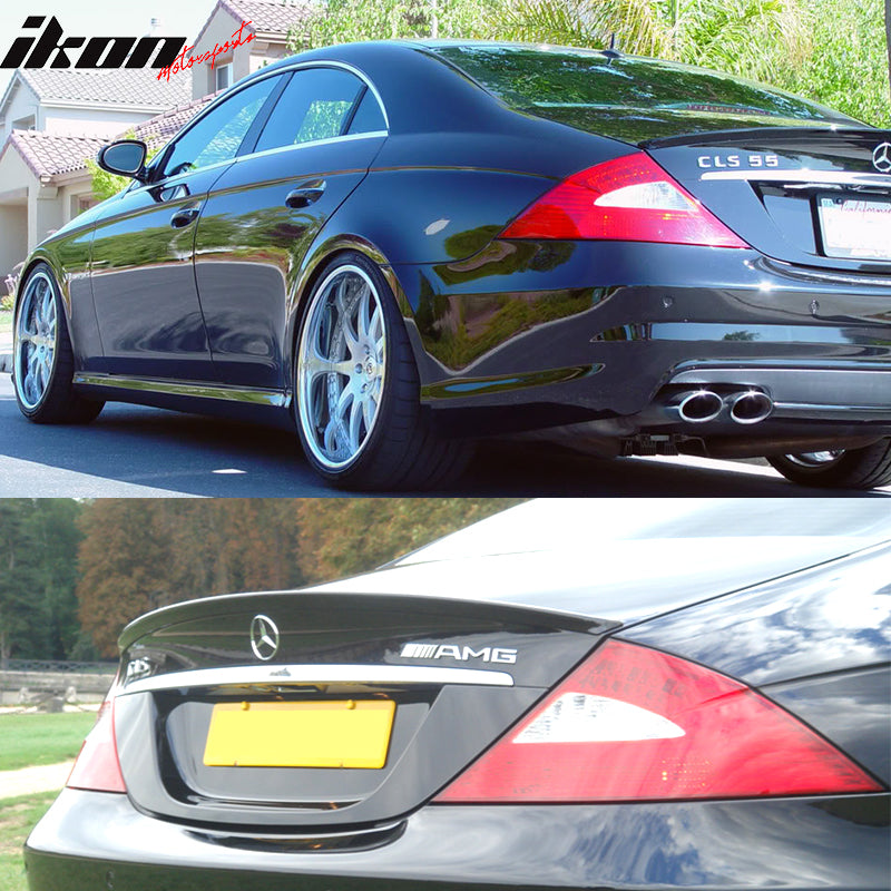 Trunk Spoiler Compatible With 2005-2010 Benz Cls-Class W219, A Style Carbon Fiber(CF) Finisher Rear Tail lid Deck Boot Wing by IKON MOTORSPORTS, 2006 2007 2008 2009