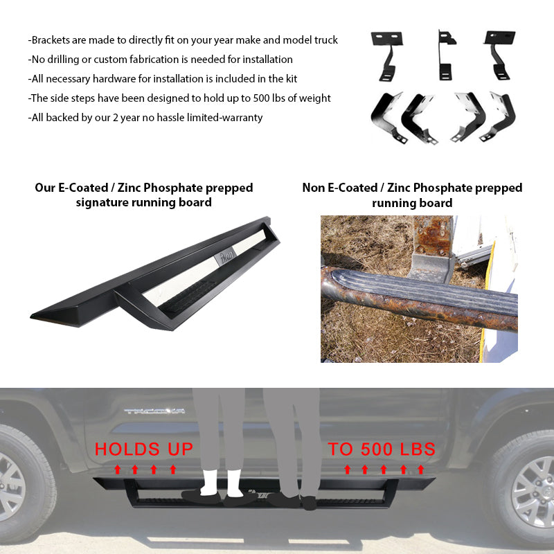 Fits 07-21 Toyota Tundra Crew Max IKON V1 Style Steel Running Boards Black