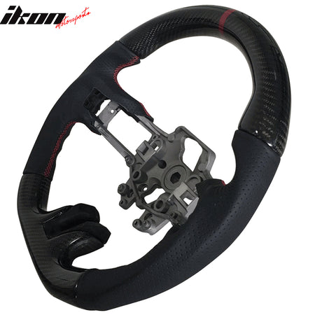 Fits 15-17 Ford  Mustang V4 Style Steering Wheel Matte Carbon Fiber W/Leather