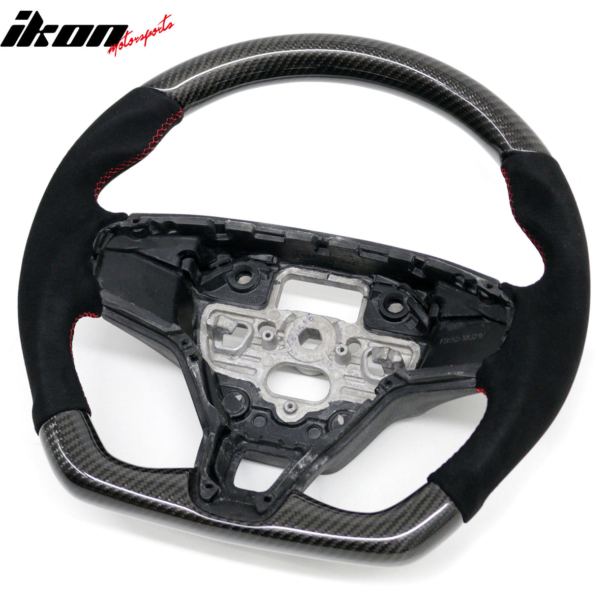 Fits 21-26 Ford Mustang Mach-E Carbon Fiber Steering Wheel W/Red Stitching
