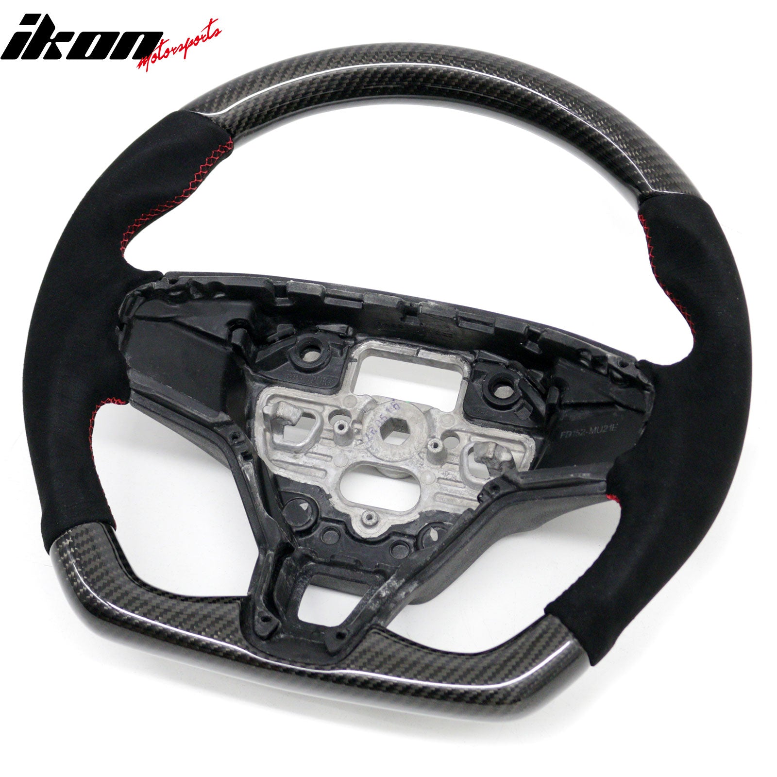 Fits 21-26 Ford Mustang Mach-E Carbon Fiber Steering Wheel W/Red Stitching