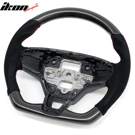 Fits 21-26 Ford Mustang Mach-E Carbon Fiber Steering Wheel W/Red Stitching