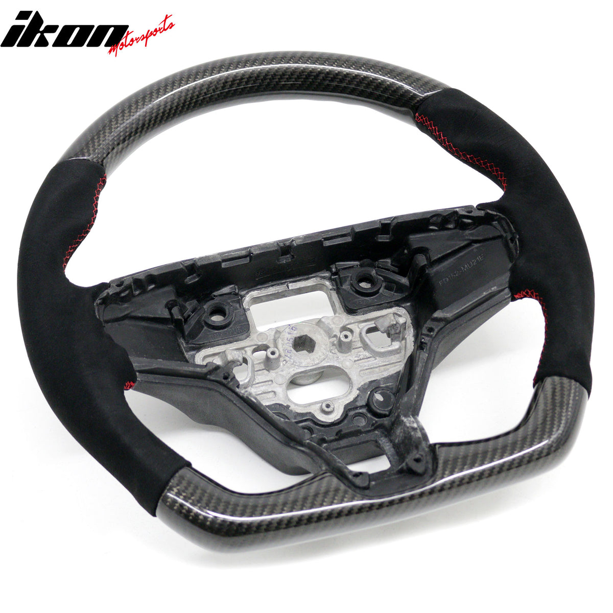Fits 21-26 Ford Mustang Mach-E Carbon Fiber Steering Wheel W/Red Stitching