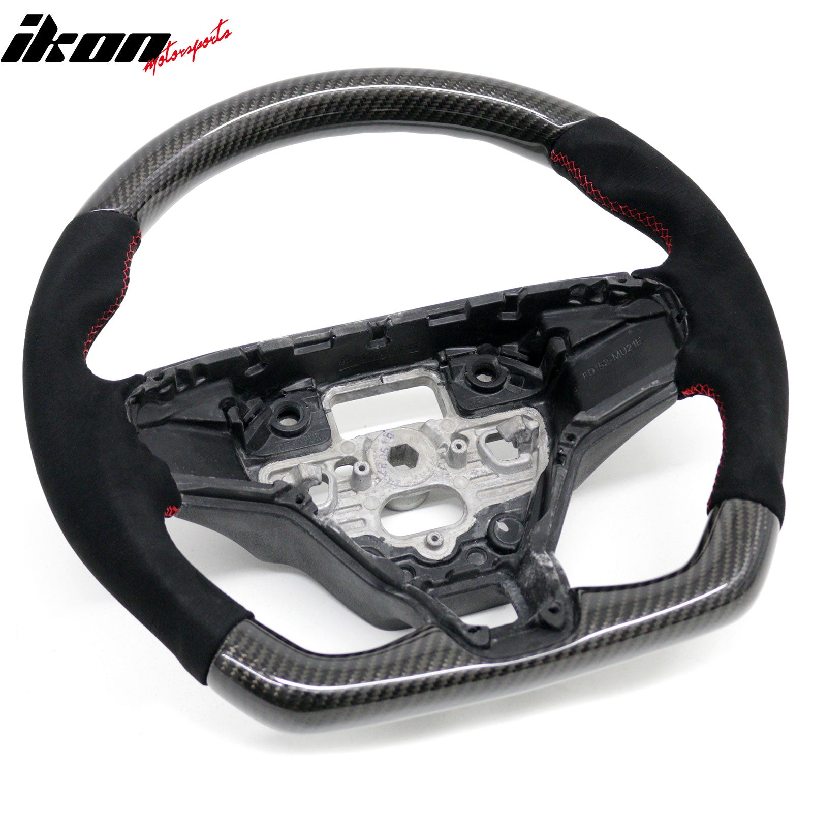 Fits 21-26 Ford Mustang Mach-E Carbon Fiber Steering Wheel W/Red Stitching