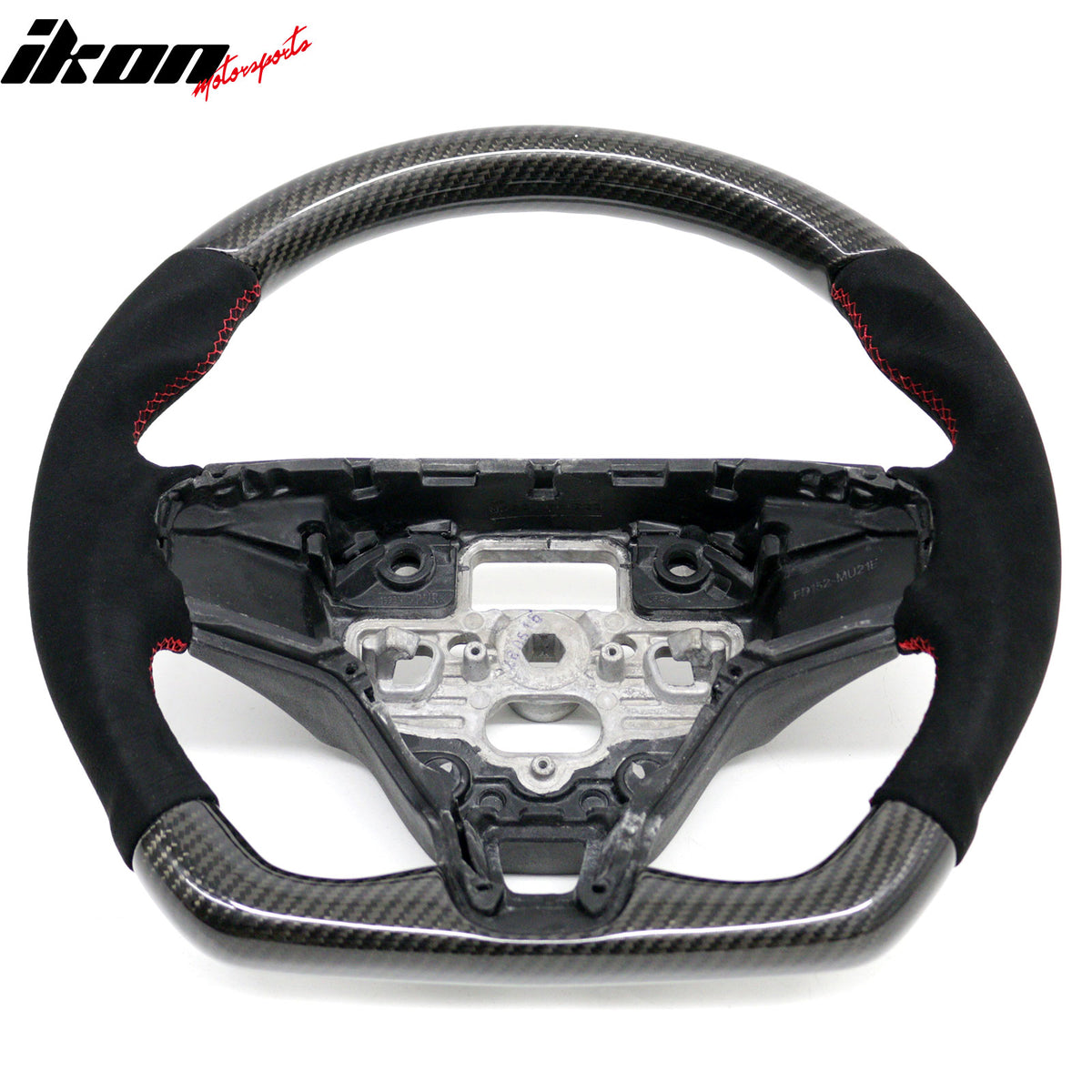 Fits 21-26 Ford Mustang Mach-E Carbon Fiber Steering Wheel W/Red Stitching