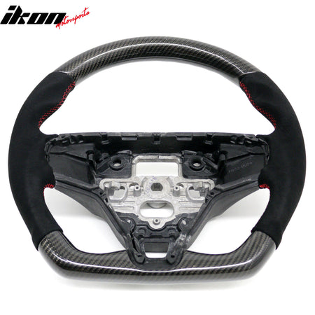 Fits 21-26 Ford Mustang Mach-E Carbon Fiber Steering Wheel W/Red Stitching