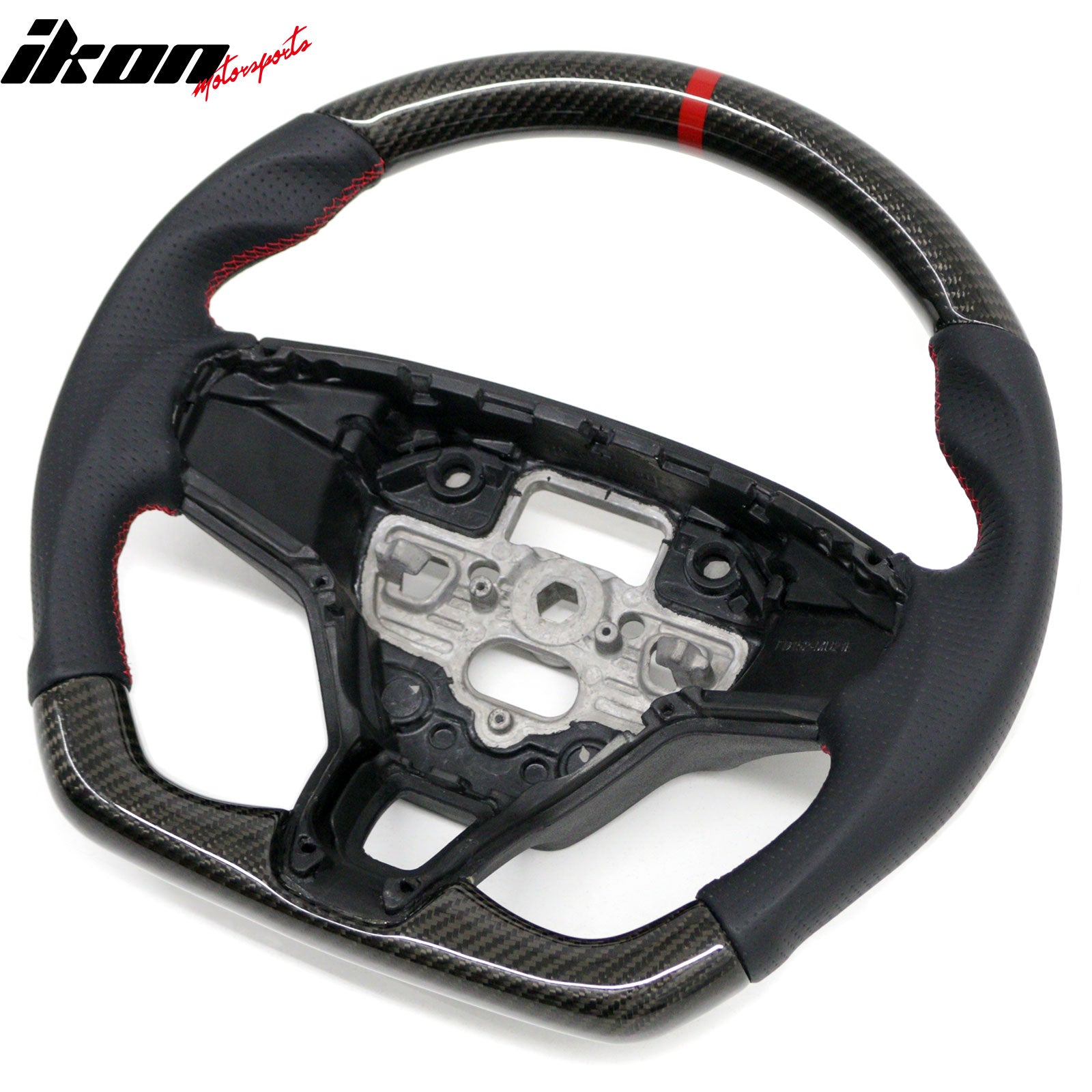 Fits 21-26 Ford Mustang Mach-E Carbon Fiber Steering Wheel Red Stitch/Indicator