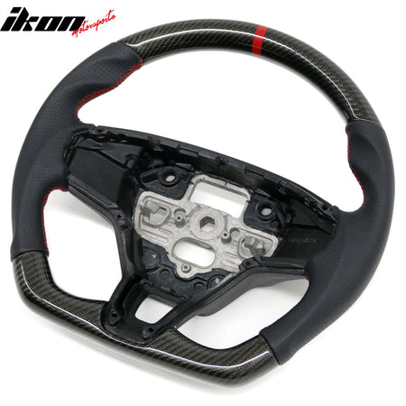 Fits 21-26 Ford Mustang Mach-E Carbon Fiber Steering Wheel Red Stitch/Indicator
