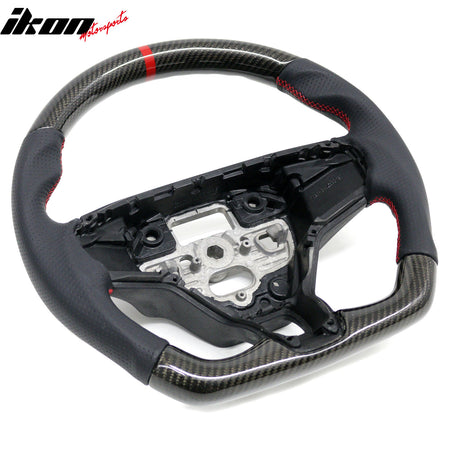 Fits 21-26 Ford Mustang Mach-E Carbon Fiber Steering Wheel Red Stitch/Indicator