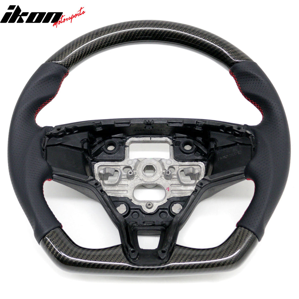 2021-2026 Ford Mustang Mach-E Interior Quick Release Steering Wheel Replacement W/Red Stitching Carbon Fiber/Perforated Leather
